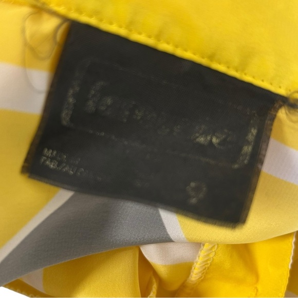 VTG Abstract Stripe Dolman Sleeve Midi Dress Yellow Grey Size 9 - Picture 7 of 9